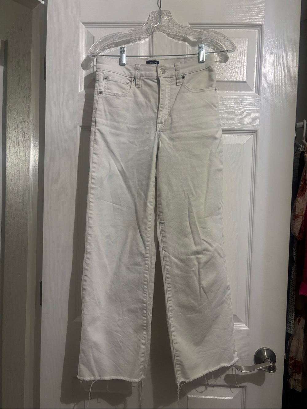 J. Crew White High-Rise Wide-Leg Jeans